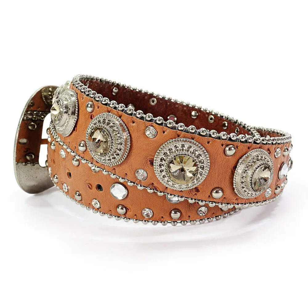 West Star Kid's Western Belt Ostrich Rhinestones Bling Size Large 27